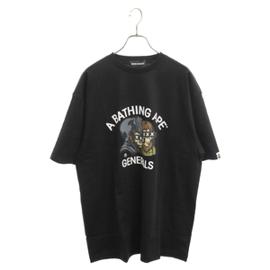 GOD SELECTION XXX ゴッドセレクショントリプルエックス ×GENERAL TEE エイプ プリントTシャツ 半袖カットソー ブラック GX-A24-BAPE-06