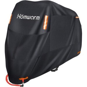 新品 Homwarm ブラック XXL 収納バッグ付き 盗難防止 紫外線防止 防水 300D厚手 バイクカバー 24