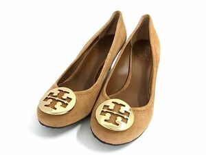 1円 ■極美品■ TORY BURCH トリーバーチ スエード ウェッジソール パンプス サイズ 6 1/2(約23.5cm) 靴 シューズ ブラウン系 FC8422