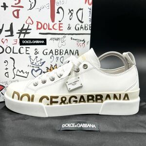 1円 【未使用級】 DOLCE&GABBANA ドルチェアンドガッバーナ 【圧倒的高級感】 メンズ スニーカー シューズ 靴 サイドロゴ ホワイト 24cm位