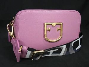 1円 ■美品■ FURLA フルラ ブラーヴァ レザー ショルダーバッグ クロスボディ 斜め掛け レディース ピンク系 BL3212