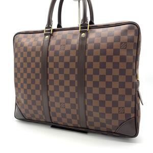 1円 ルイヴィトン LOUIS VUITTON ハンドバッグ ビジネスバッグ ブリーフケース ダミエ ポルトドキュマン ヴォワヤージュ PVC レザー A4