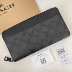 COACH コーチ　メンズ 長財布　シグネチャー ブラック　オックスブラッド 黒