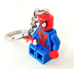 送料200円～☆希少!レゴ LEGO スーパー・ヒーローズ「MARVEL SPIDER-MAN スパイダーマン」ブロック フィギュア キーリング キーホルダー 