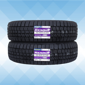 155/65R14 75Q スタッドレスタイヤ GOODYEAR グッドイヤー アイスナビ ICE NAVI8 23年製 正規品 2本送料税込 \9,400より 1