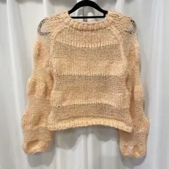 ハンドメイド　ボーダーモヘアニットmohair knit