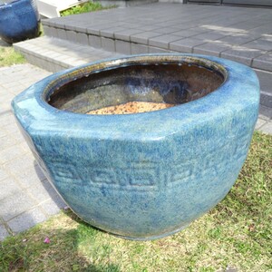 火鉢　メダカ鉢　金魚鉢　陶器製　(中古) 古民具