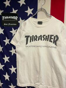 ★THRASHER★スラッシャー★ロゴTシャツ★半袖★プリント★スケートボード★スケーター★カットソー★トップス★ホワイト★白★Sサイズ★