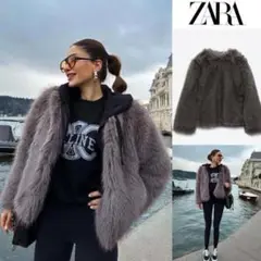 【美品】ZARA ザラ フェイクファージャケット Lサイズ