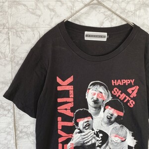 【人気】キートーク 半袖Tシャツ HAPPY 4 SHITS KEYTALK ロックバンド グッズ クルーネック Uネック 寺中友将 小野武正 首藤義勝 ブラック