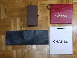 ブランドバッグ ケース 4点セット CHANEL LOUIS VUITTON Poul Smith Cartier シャネル ヴィトン ポールスミス カルティエ紙袋