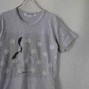 ○良品 Comme des Garons Comme des Garons コムデギャルソン◆Tシャツ プリント 半袖 ドット◆レディース グレー XSサイズ