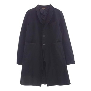 BLACK COMME des GARCONS ブラックコムデギャルソン 1E-J004 ポリ縮 ロング テーラード ジャケット ブラック系 M【中古】