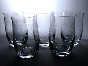#7015【ボヘミアグラス】　タンブラー５客セット　　クリスタル　　ボヘミアングラス　　新品　　数量追加可能
