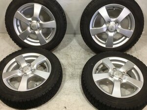 7分山 ダンロップ WINTERMAXX WM01 155/65R14 75Q 2018年 GLASS GF 14x4.5J +45 4H 100 ハブ径72ｍｍ 4本 スタッドレスタイヤ