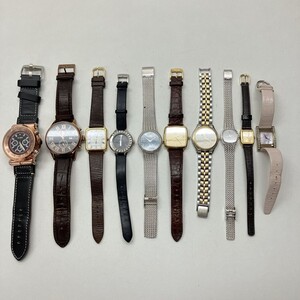 F021-□ 腕時計 10点セット TOMY HILFIGER SEIKO DOLCE SWAROVSKI MONTRES LONGINES メンズ レディース シェル文字盤 クォーツ 稼働品有