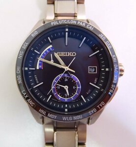 キングラム[25] 【送料無料】SEIKO セイコー ブライツ 8B54-0BF0 ワールドタイム ソーラー電波 チタン メンズ腕時計★150＠L057