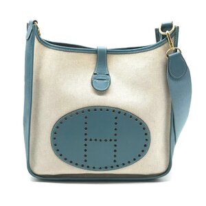 HERMES エルメス エヴリンI トワル ブルージーン シカクH 刻印 ショルダー バッグ ゴールド 金具 良品 k391