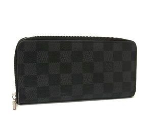 1円 LOUIS VUITTON ルイヴィトン N61653 ダミエグラフィット ポルトフォイユ ヴァスコ ラウンドファスナー 財布 ブラック系 FF2553