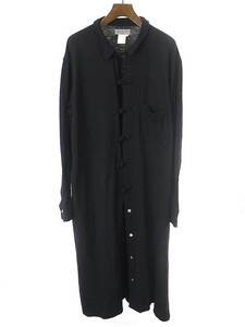 Yohji Yamamoto POUR HOMME ヨウジヤマモト プールオム 1996AW ウールロングチャイナシャツ ブラック M IT6PL8BH58D0