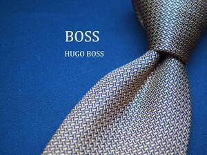 美品【HUGO BOSS ヒューゴ ボス】 C1860 ゴールド系 SILK ブランド ネクタイ 古着 良品