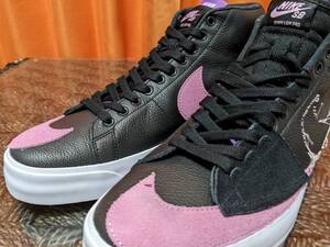 29.5cm NIKE SB ZOOM BLAZER MID EDGE L 検 ズーム ブレザー ミッド エッジ スウェード 本革 エッヂ ハイ 黒/ブラック/ピンク US11.5