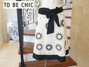 完売 超美品 TO BE CHIC / トゥー ビー シック★ ★黒×白　バイカラー　スカート　40　Ｍ相当