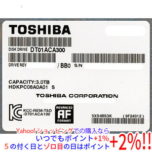 【中古】TOSHIBA製HDD DT01ACA300 3TB SATA600 7200 7000～8000時間以内 [管理:1050016213]