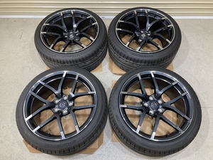 美品 鍛造 MISMO RAYS製 Z34 フェアレディZ 純正 19インチ 9.5J 10.5J PCD114.3 5H バリ山タイヤ付 4本 ニスモ D1624