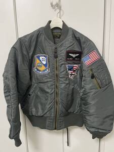 【希少】美品 AVIREX Lサイズ リメイク MA-1 フライトジャケット BLUE ANGELS ブルーエンジェルス VINTAGE ヴィンテージ