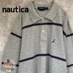 【オーバーサイズ】nautica ボーダー 半袖 ポロシャツ 古着 メンズ