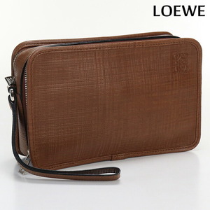 中古 ロエベ クラッチバッグ メンズ ブランド LOEWE ダブルファスナークラッチバッグ レザー 358.17.L12 ブラウン