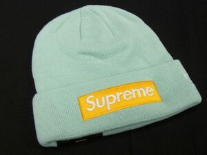 ■新品■未使用■ Supreme シュプリーム ニューエラコラボ ボックスロゴ アクリル100％ ビーニー ニット帽 帽子 グリーン系 AH6896オZ