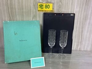 3-▲ TIFFANY＆CO. ティファニー シャンパングラス ペア フローレット 高さ約21cm 箱付き 現状品