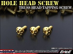 M5×25mm ホールヘッドネジ タッピングネジ ステンレス 削り出し トラス頭 カウルやパネルなどに ゴールド TC0070