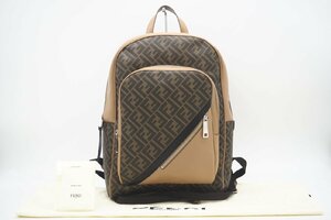 ☆安心の３大保証☆ Aランク ≪FENDI フェンディ/リュックサック≫ 7VZ074 ズッカ ダイアゴナル バックパック ブラウン ベージュ 極美品