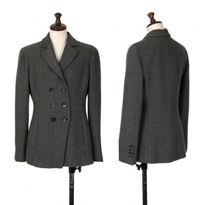 アルマーニコレツィオーニARMANI COLLEZIONI ヘリンボーンウールセミダブルジャケット グレー38