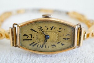 F128 アンティーク ゴールドカラー 手巻き レディース 腕時計 ブランド アクセサリー ヴィンテージ 不動品