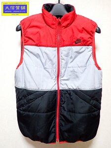 NIKE SPORTS WEAR ナイキ メンズ ベスト 160cm リバーシブル レッドxグレーxブラック 中古B+ 【送料無料】 A-7913