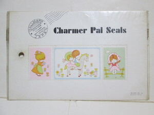 ★HALLMARK JAPAN★Charmer Pal Seals★切手型シール★1973年?★昭和レトロな女の子★イラスト★ホールマーク★