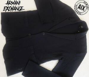 新品★アルマーニ★小さいサイズ★ネイビー ニットジャケット★ストレッチ ソフトジャケット★紺 ブレザー M★ARMANI☆065