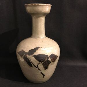 李朝　高麗 青磁　鉄絵　盤口　徳利瓶　酒器　83 コレクター放出品　蔵出し