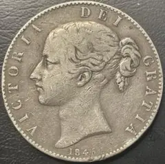 1845年 英国 ロンドン造幣局 ビクトリアヤングヘッド　クラウン銀貨