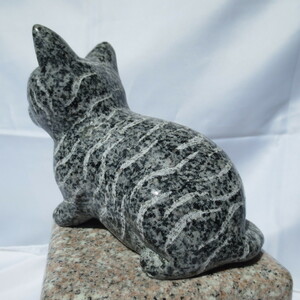 トラネコ トラ猫 虎猫 とらねこ とらねこ ネコ 子猫 Cat 置き物 置物 オブジェ 雑貨 御影石G654 NK-011 サイズ 15ｘ8ｘ12cm 1.4kg 