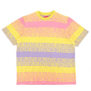 Supreme - Text Stripe Jacquard S/S Top 黄XL シュプリーム - テキスト ストライプ ジャカード ショートスリーブトップ 2019SS