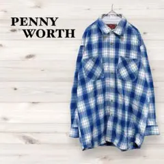 90s PENNY WORTH【M】オンブレチェック ネルシャツ ヴィンテージ