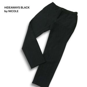 HIDEAWAYS BLACK by NICOLE ハイダウェイ ニコル ランダム チェック ストレッチ ラッセル イージー パンツ Sz.48 メンズ 黒　A4B05869_C#Q