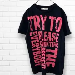 Tシャツ　L サイズ　黒　半袖　プリント　落書き風　ロック　ウール　100% 夏