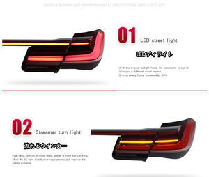 BMW 7シリーズ F02 2009-2015 LED テールランプ テールランプ オープニングモーション付 流れるウィンカー ガーニッシュセット