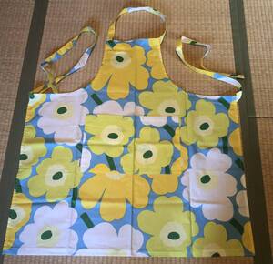 クリックポスト送込♪マリメッコ♪marimekko♪終了色　水色地　UNIKKO　ウニッコ　柄　エプロン　キッチン